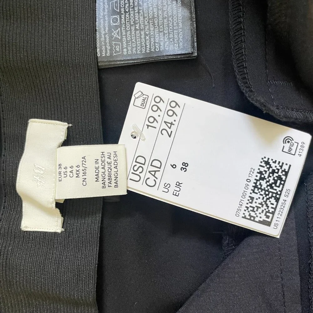 NWT - H&M Ankle Length Slacks in a Black Color Size 6 - Picture 4 of 7